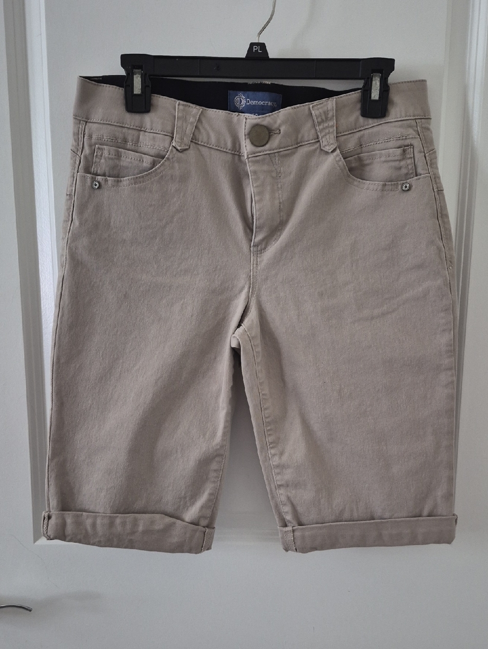 Democracy Taupe Rolled Hem Bermuda Shorts